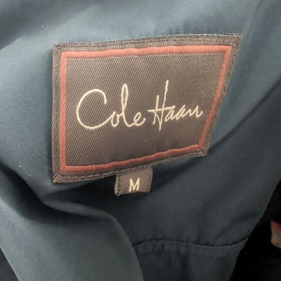 Cole Haan Rain Coat Jacket Medium Blue Hood - Picture 9 of 12